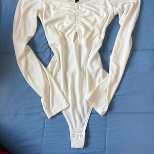 Express White Long Sleeve Kids Bodysuit